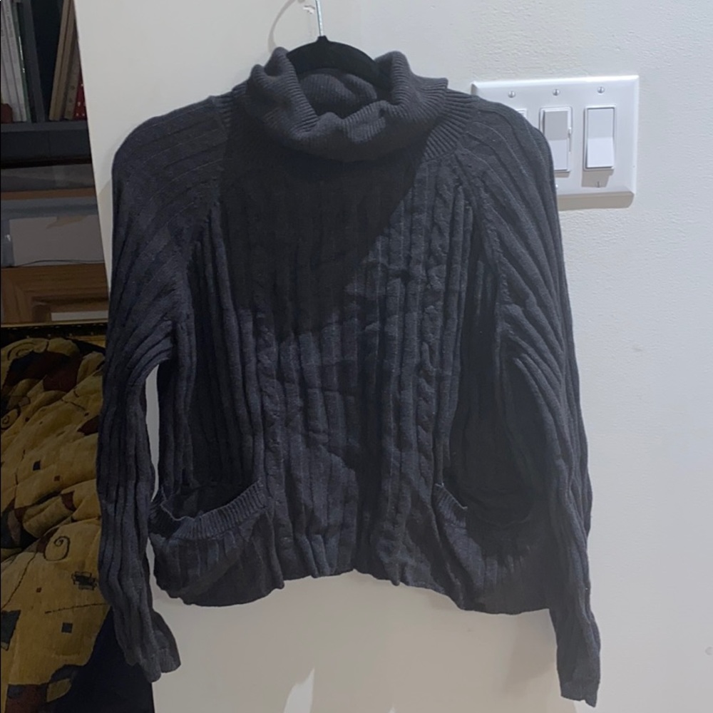 Dark gray turtleneck cropped sweater